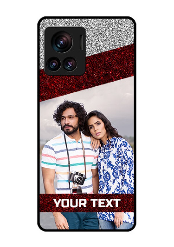 Motorola Moto Edge 30 Ultra Custom Glass Phone Case - Image Holder With Glitter Strip Design
