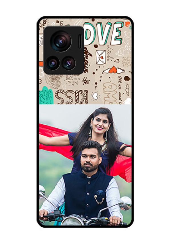 Motorola Moto Edge 30 Ultra Custom Glass Phone Case - Love Doodle Pattern