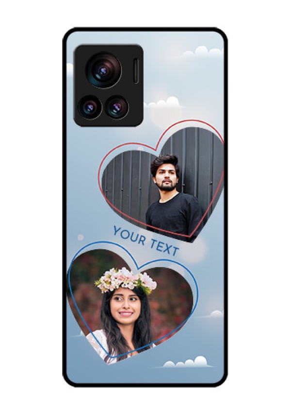 Motorola Moto Edge 30 Ultra Custom Glass Phone Case - Blue Color Couple Design