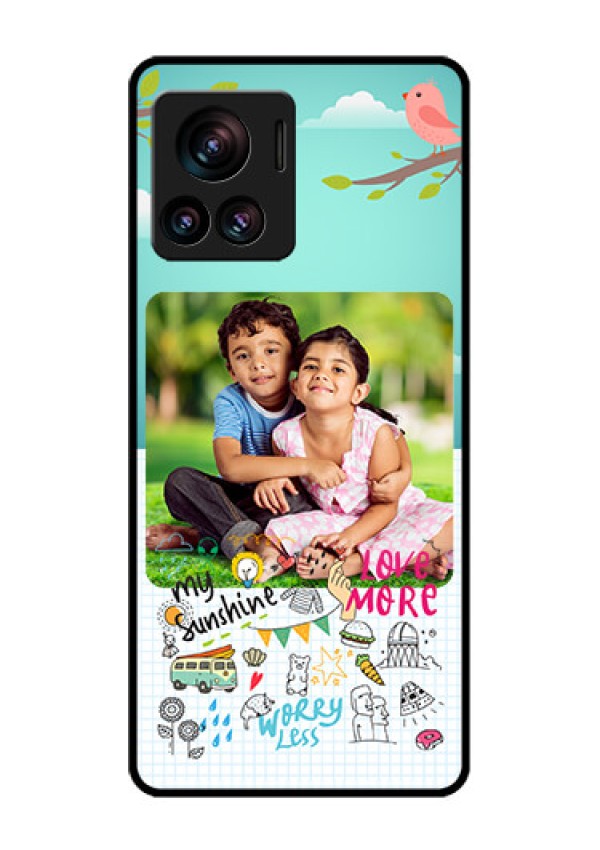Motorola Moto Edge 30 Ultra Custom Glass Phone Case - Doodle Love Design