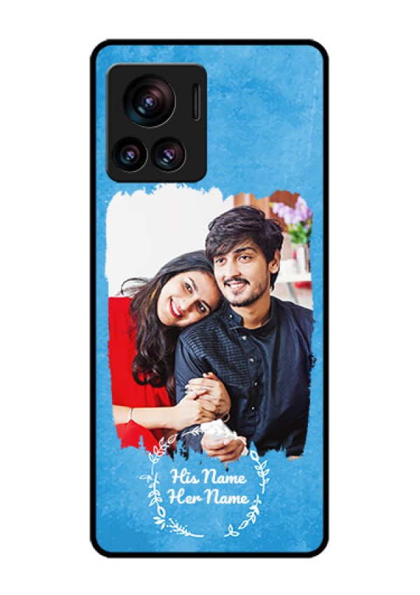 Motorola Moto Edge 30 Ultra Custom Glass Phone Case - Blue Color Vintage Design