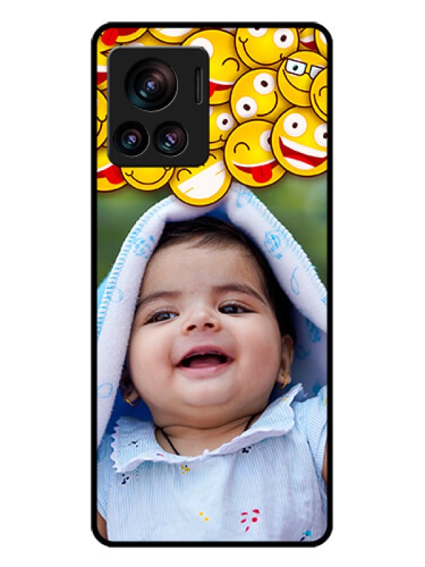 Custom Motorola Moto Edge 30 Ultra Custom Glass Phone Case - With Smiley Emoji Design
