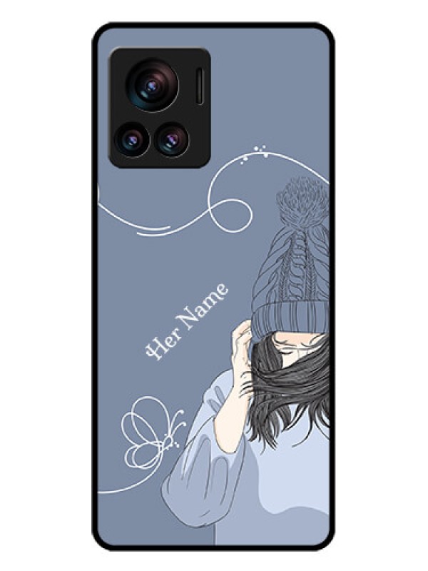 Custom Motorola Moto Edge 30 Ultra Custom Glass Phone Case - Girl In Winter Outfit Design