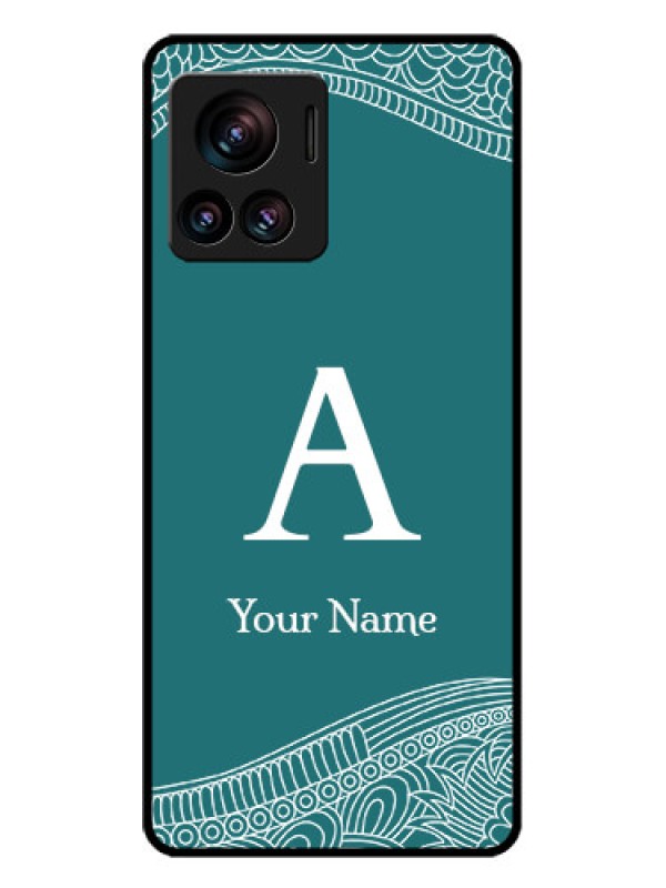 Custom Motorola Moto Edge 30 Ultra Custom Glass Phone Case - Line Art Pattern With Custom Name Design