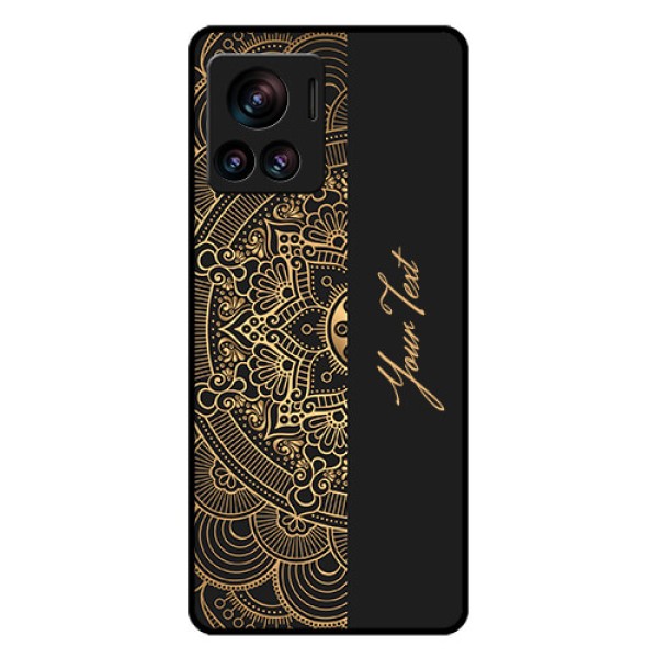 Motorola Moto Edge 30 Ultra Custom Glass Phone Case - Mandala Art With Custom Text Design