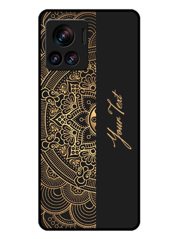 Custom Motorola Moto Edge 30 Ultra Custom Glass Phone Case - Mandala Art With Custom Text Design
