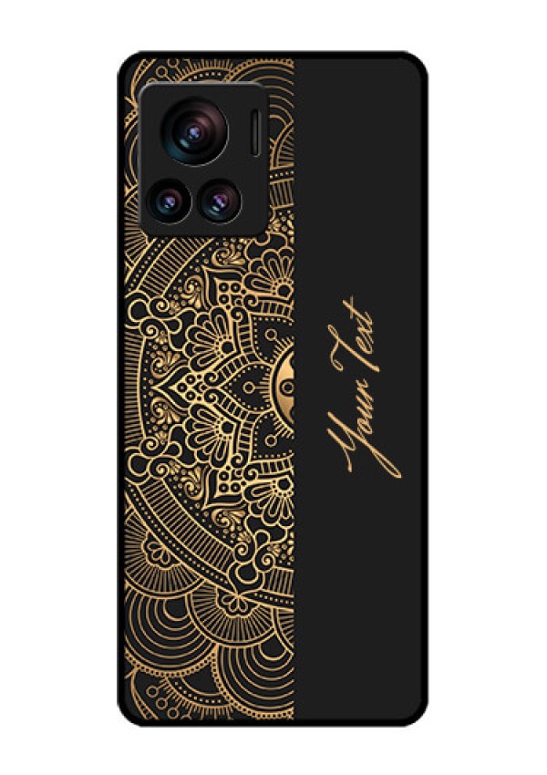 Motorola Moto Edge 30 Ultra Custom Glass Phone Case - Mandala Art With Custom Text Design
