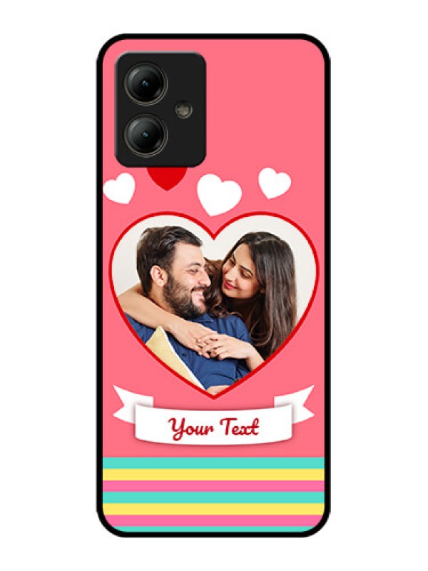 Custom Motorola Moto G14 Custom Glass Phone Case - Love Shapes Doodle Design