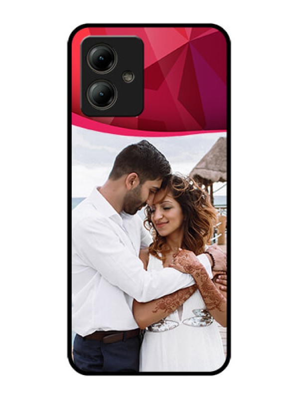 Custom Motorola Moto G14 Custom Glass Phone Case - Red Abstract Design