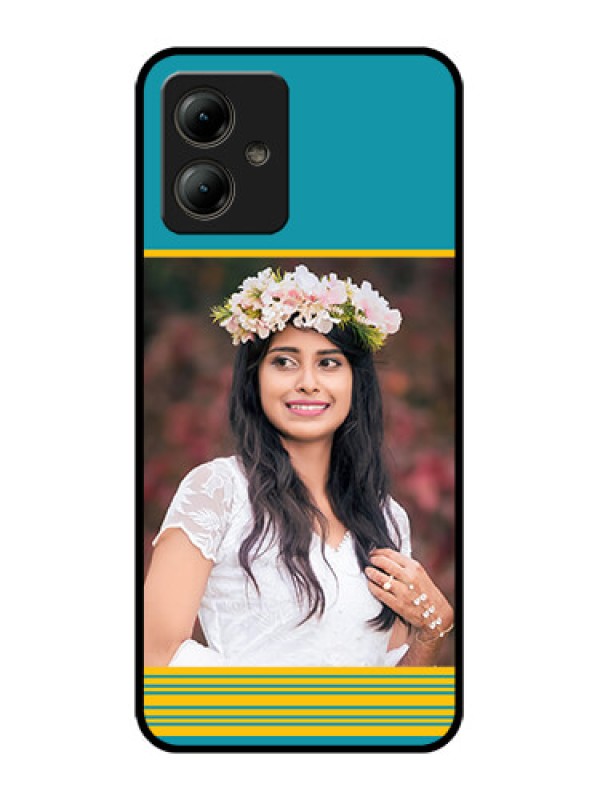 Custom Motorola Moto G14 Custom Glass Phone Case - Yellow & Blue Design