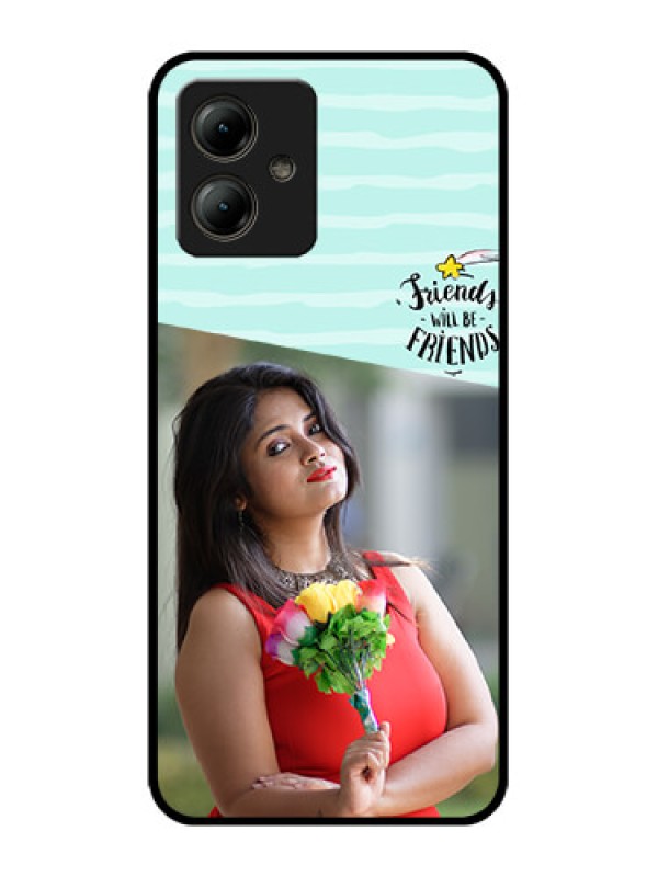 Custom Motorola Moto G14 Custom Glass Phone Case - Friends Picture Icon Design