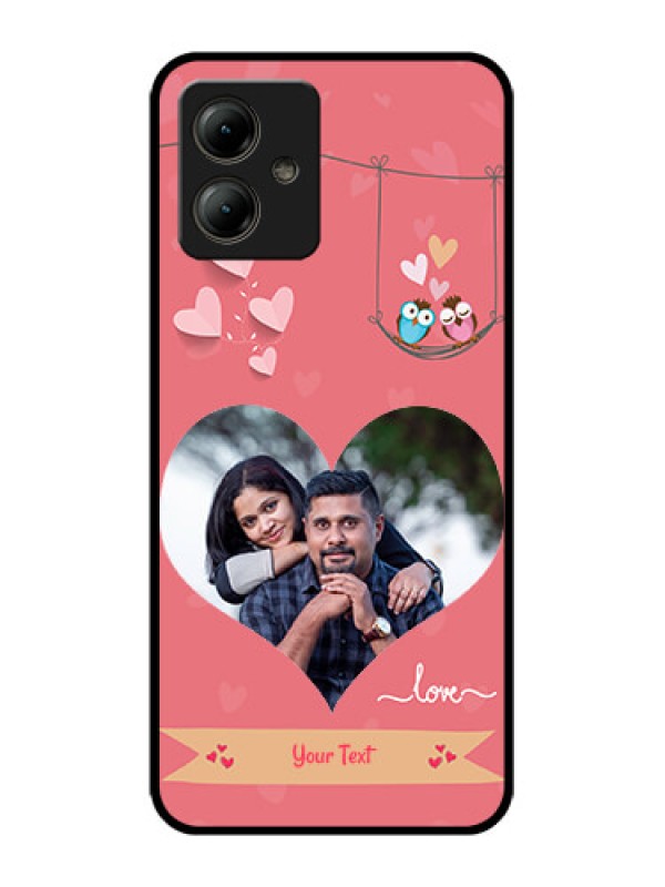 Custom Motorola Moto G14 Custom Glass Phone Case - Peach Color Love Design