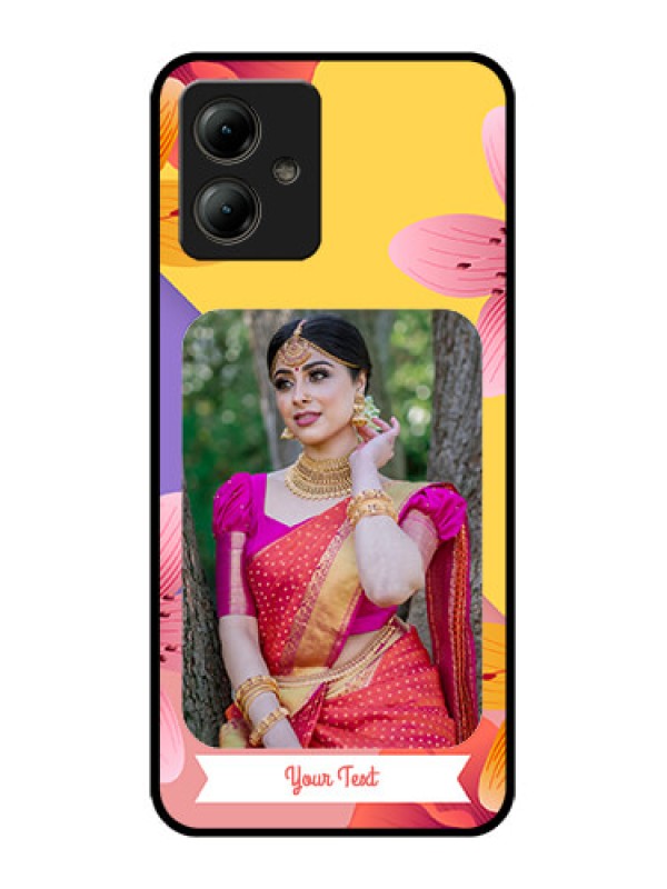 Custom Motorola Moto G14 Custom Glass Phone Case - 3 Image With Vintage Floral Design