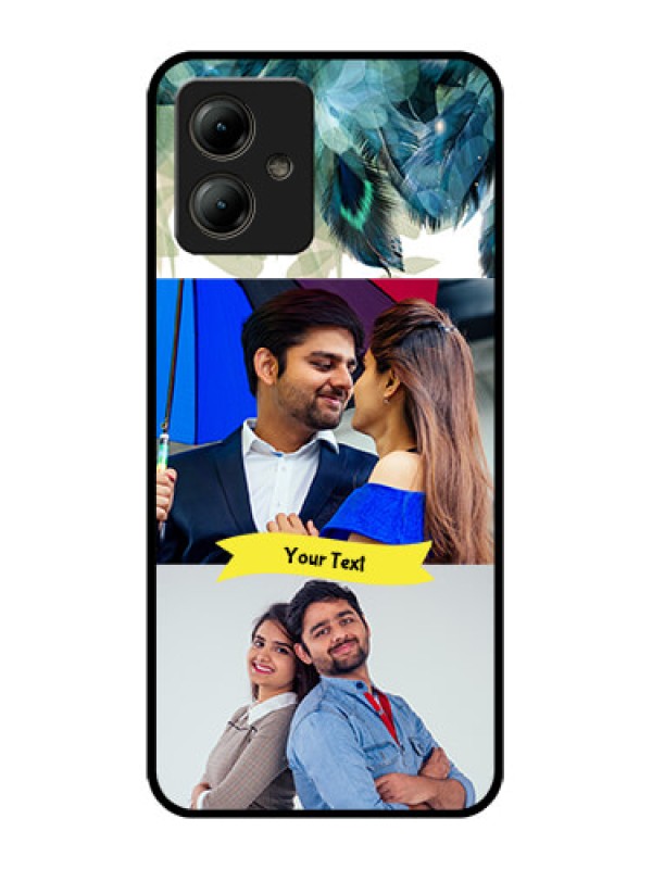 Custom Motorola Moto G14 Custom Glass Phone Case - Image With Boho Peacock Feather Design