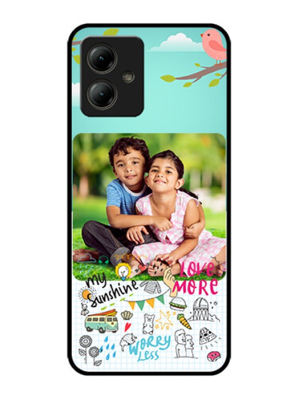 Custom Motorola Moto G14 Custom Glass Phone Case - Doodle Love Design