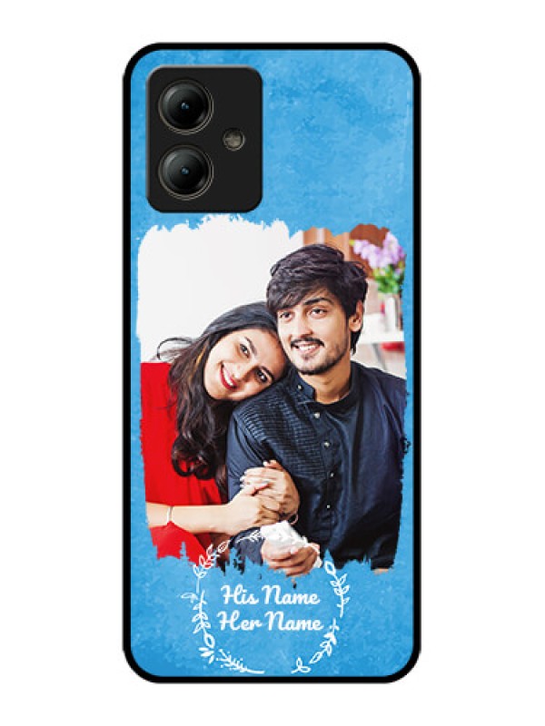 Custom Motorola Moto G14 Custom Glass Phone Case - Blue Color Vintage Design