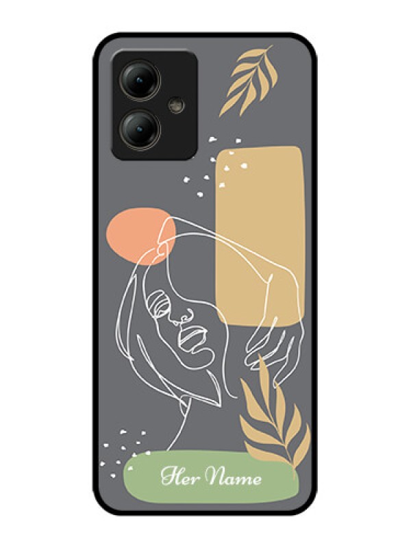 Custom Motorola Moto G14 Custom Glass Phone Case - Gazing Woman Line Art Design