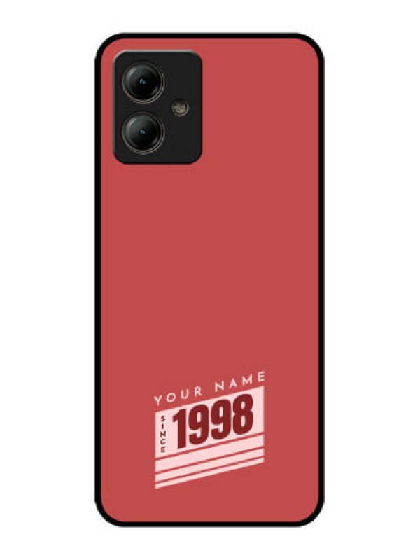 Custom Motorola Moto G14 Custom Glass Phone Case - Red Custom Year Of Birth Design