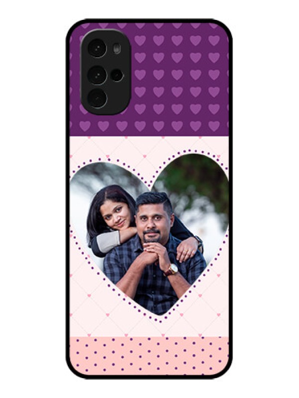 Custom Motorola Moto G22 Custom Glass Phone Case - Violet Love Dots Design