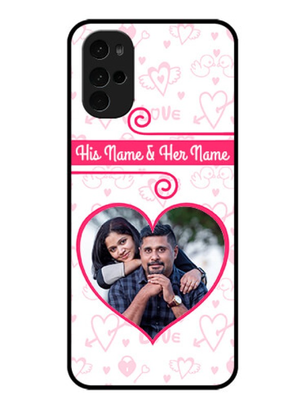 Custom Motorola Moto G22 Custom Glass Phone Case - Heart Shape Love Design