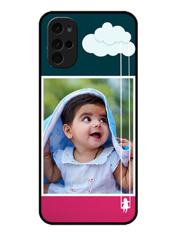 Custom Motorola Moto G22 Custom Glass Phone Case - Cute Girl With Cloud Design