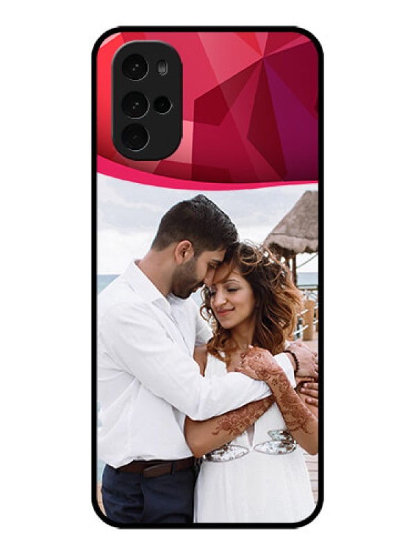 Custom Motorola Moto G22 Custom Glass Phone Case - Red Abstract Design