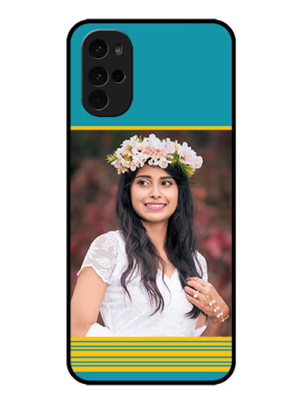 Custom Motorola Moto G22 Custom Glass Phone Case - Yellow & Blue Design