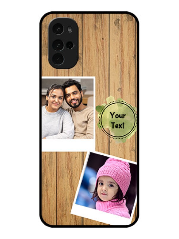 Custom Motorola Moto G22 Custom Glass Phone Case - Wooden Texture Design