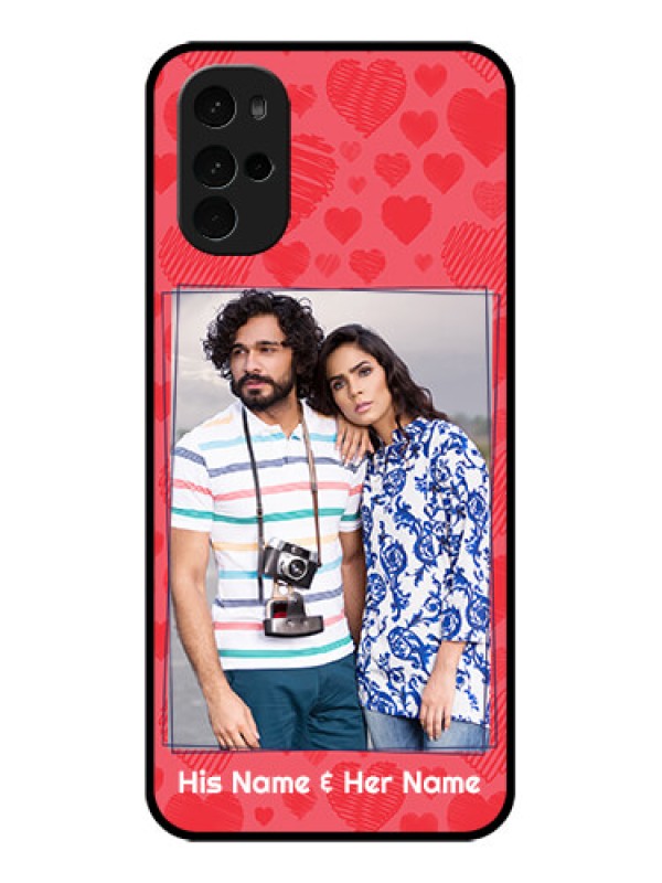 Custom Motorola Moto G22 Custom Glass Phone Case - With Red Heart Symbols Design