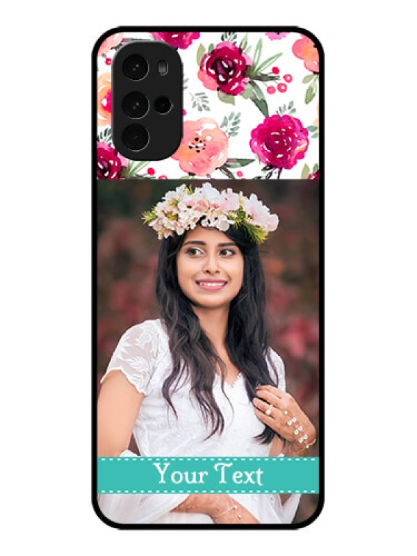 Custom Motorola Moto G22 Custom Glass Phone Case - Water Colors Floral Design