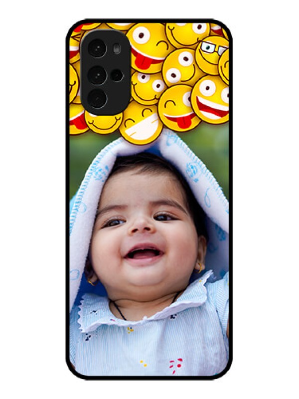Custom Motorola Moto G22 Custom Glass Phone Case - With Smiley Emoji Design