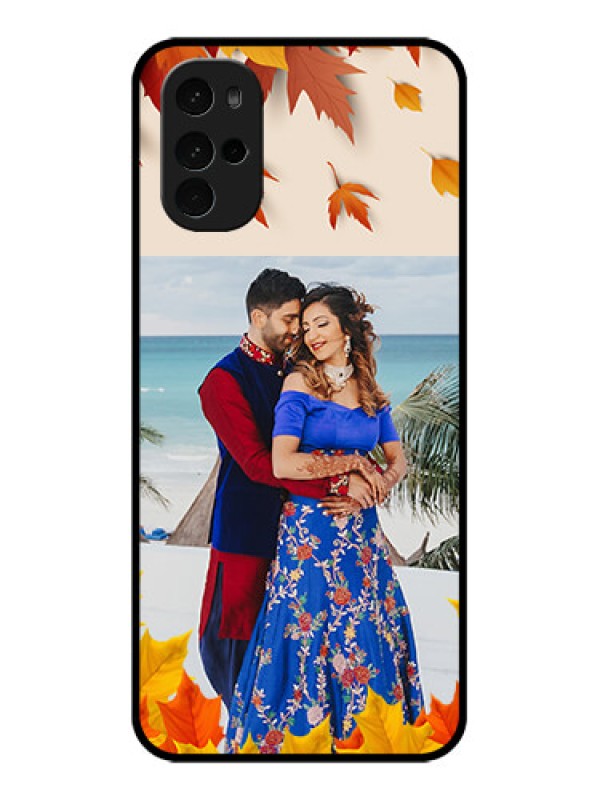 Custom Motorola Moto G22 Custom Glass Phone Case - Autumn Maple Leaves Design
