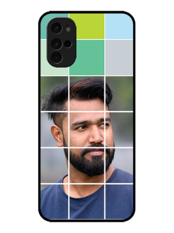 Custom Motorola Moto G22 Custom Glass Phone Case - With White Box Pattern