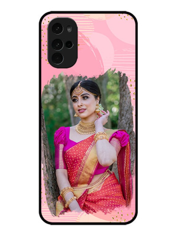 Custom Motorola Moto G22 Custom Glass Phone Case - Gold Glitter Splash Design