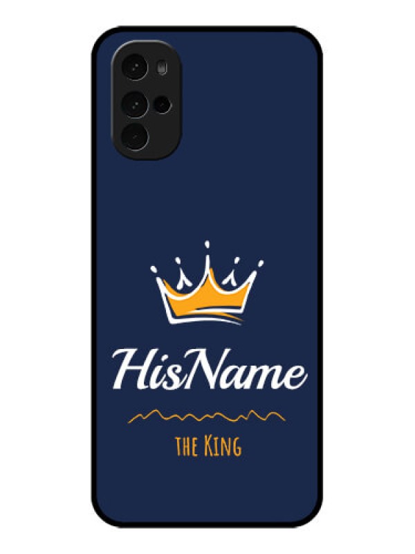Custom Motorola Moto G22 Custom Glass Phone Case - King With Name Design