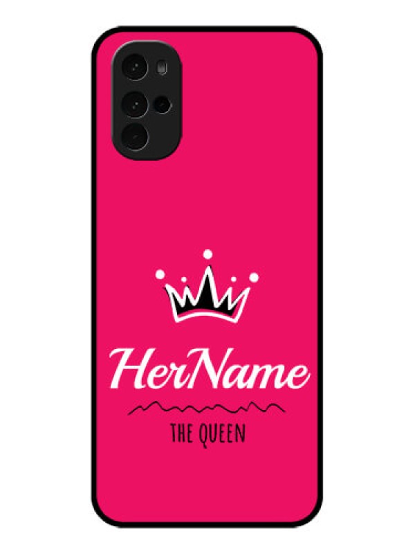 Custom Motorola Moto G22 Custom Glass Phone Case - Queen With Name Design
