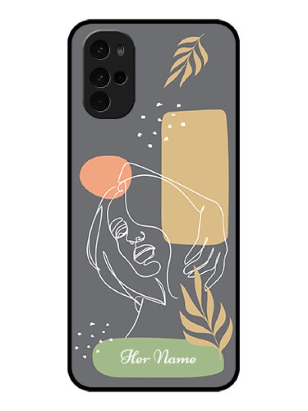 Custom Motorola Moto G22 Custom Glass Phone Case - Gazing Woman Line Art Design