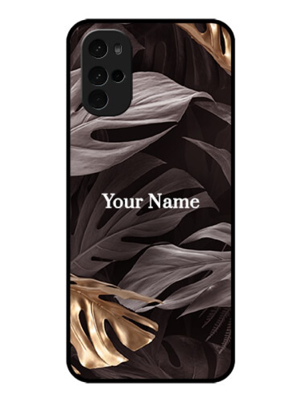 Custom Motorola Moto G22 Custom Glass Phone Case - Wild Leaves Digital Paint Design
