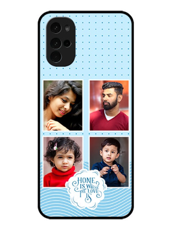 Custom Motorola Moto G22 Custom Glass Phone Case - Cute Love Quote With 4 Pic Upload Design