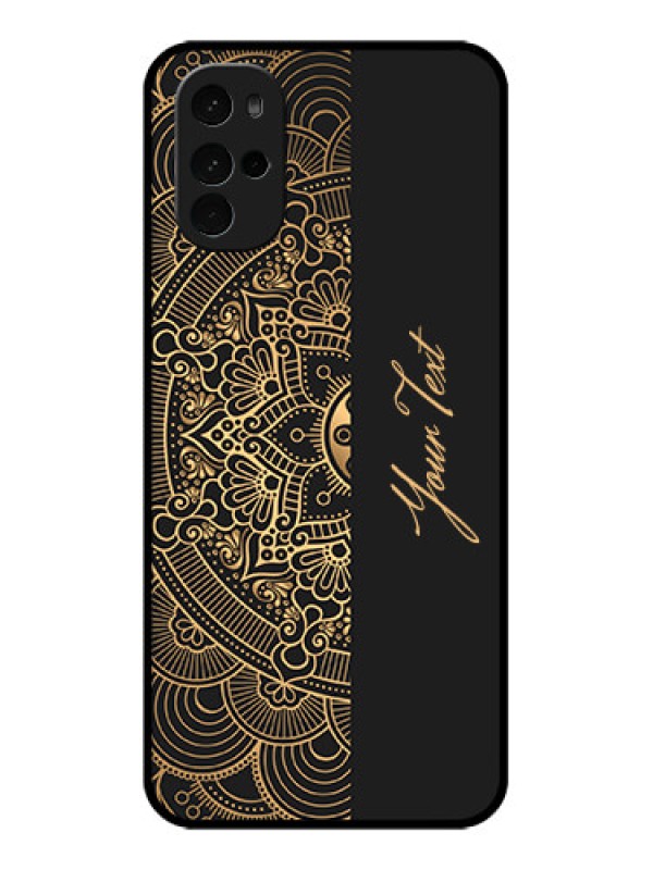 Custom Motorola Moto G22 Custom Glass Phone Case - Mandala Art With Custom Text Design