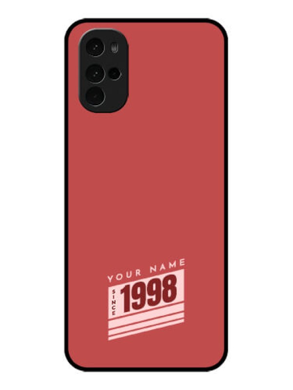 Custom Motorola Moto G22 Custom Glass Phone Case - Red Custom Year Of Birth Design