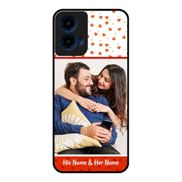 Moto G45 5G Custom Glass Phone Case - Orange Love Symbol Design Moto G45 5G Custom Glass Phone Case - Orange Love Symbol Design