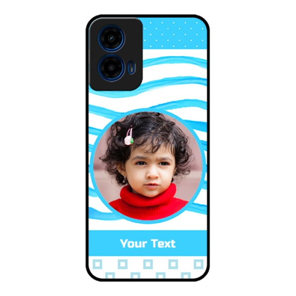 Moto G45 5G Custom Glass Phone Case - Simple Blue Case Design
