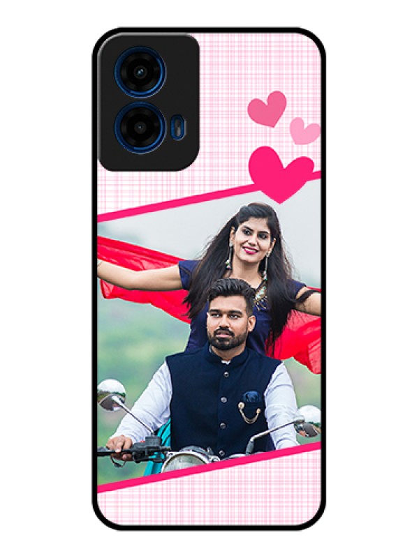 Custom Moto G45 5G Custom Glass Phone Case - Love Shape Heart Design