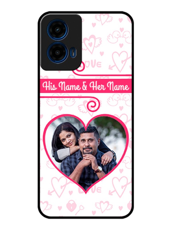 Custom Moto G45 5G Custom Glass Phone Case - Heart Shape Love Design