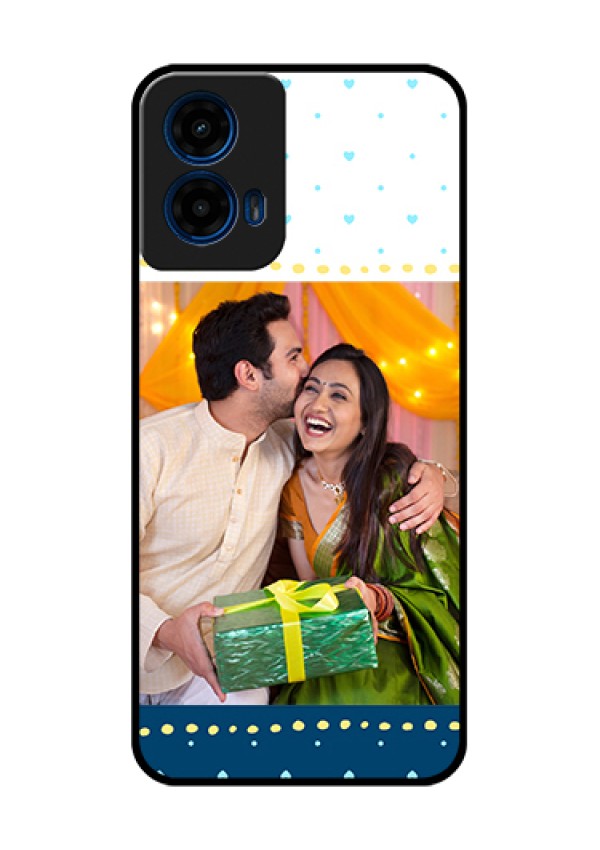 Moto G45 5G Custom Glass Phone Case - White And Blue Abstract Design