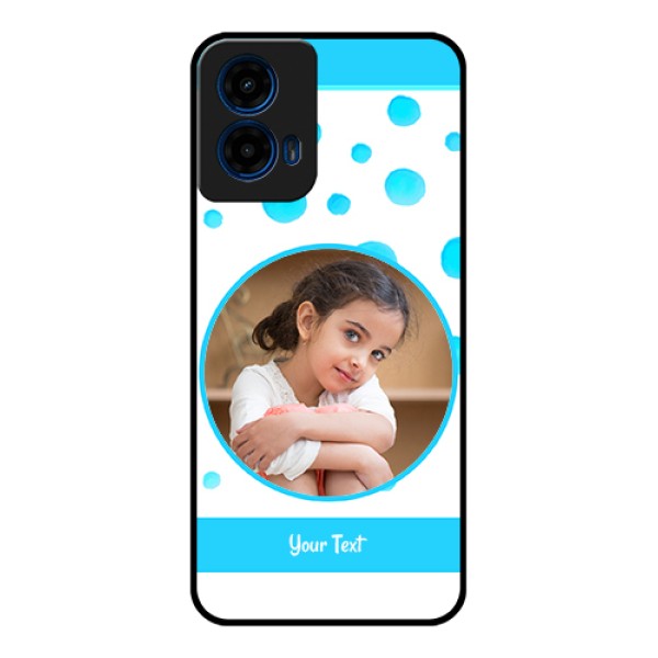 Moto G45 5G Custom Glass Phone Case - Blue Bubbles Pattern Design Moto G45 5G Custom Glass Phone Case - Blue Bubbles Pattern Design