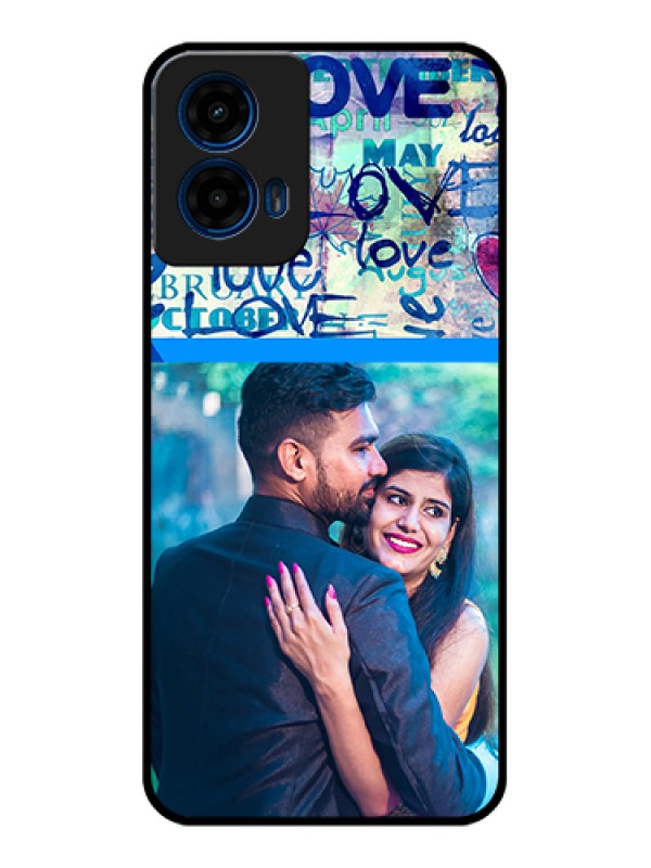 Custom Moto G45 5G Custom Glass Phone Case - Colorful Love Design