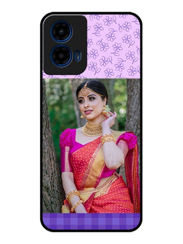 Custom Moto G45 5G Custom Glass Phone Case - Purple Floral Design