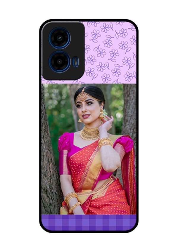 Moto G45 5G Custom Glass Phone Case - Purple Floral Design